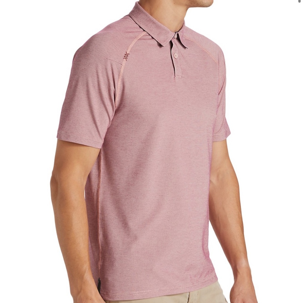 Rhone Mens Delta Pique Short Sleeve Polo Shirt Color Razzy/Misty Rose Sz Med - Picture 2 of 16
